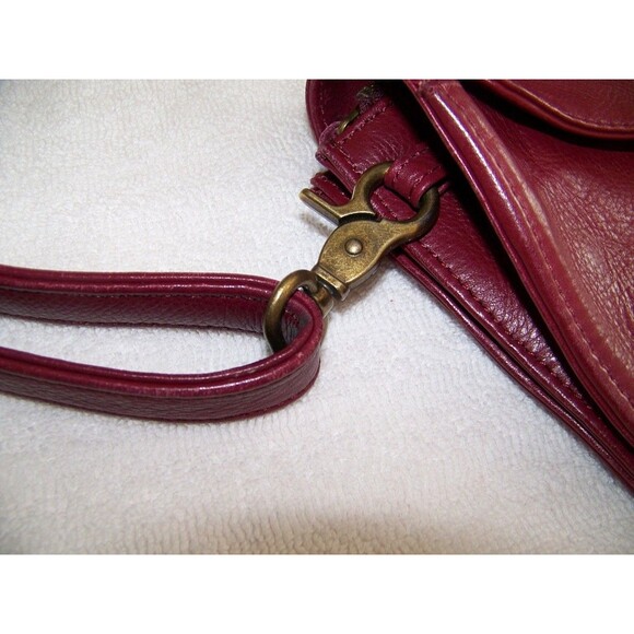 Leather Crossbody Wallet Purse Wristlet Burgundy Convertible Bag Removable Strap - Picture 6 of 16